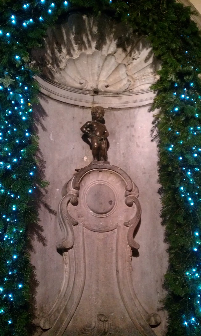 What would Christmas be without a decorated fountain of a boy peeing? Brussels, Belgium