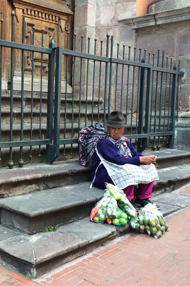 We sat on the convent steps and rested with this colorful Ecuadorian woman.